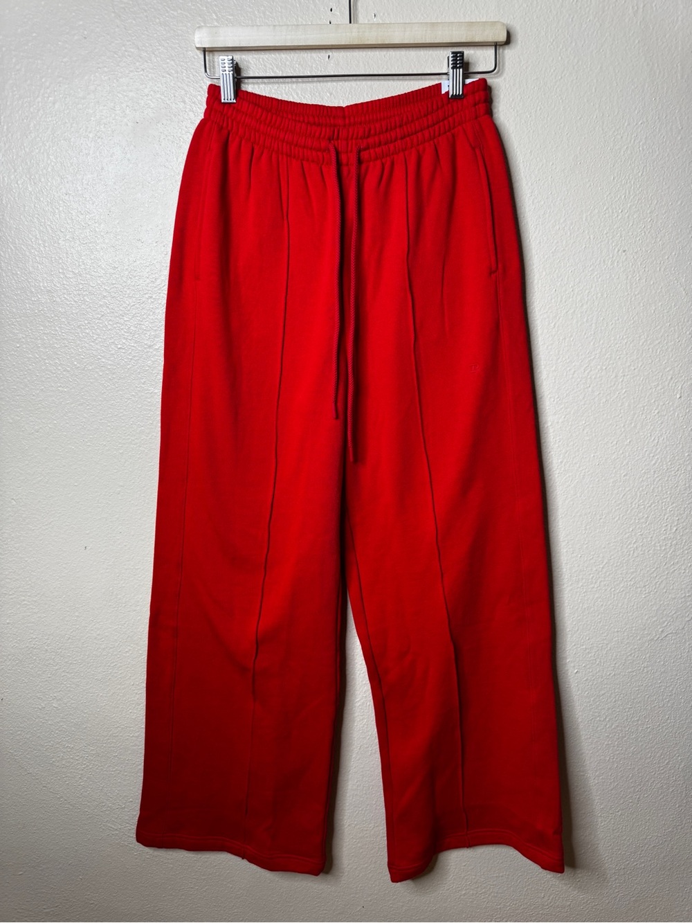PINK Victoria's Secret Womens M Red Ivy Fleece Wide Leg Pants NWT